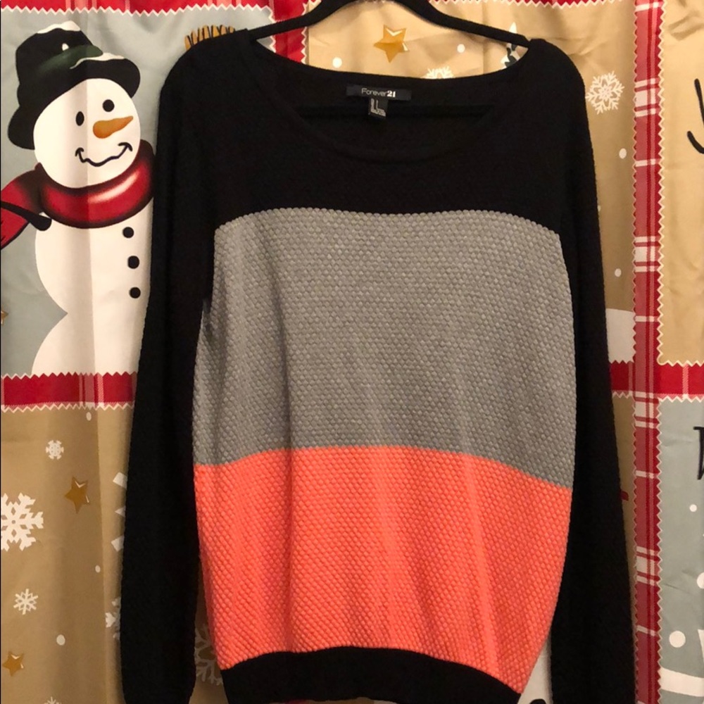 Forever 21 Color Block Crewneck Sweater